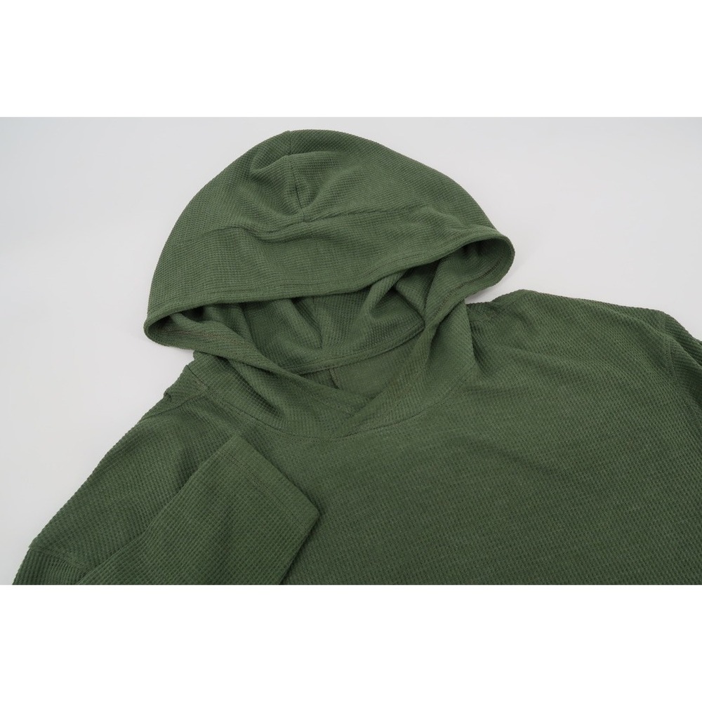 Lululemon Shift Stitch Hoodie Mens Medium Green Waffle Knit Long Sleeve Thermal